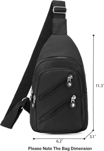 Banelu Women's Black Small Sling Backpack Crossbody Bag