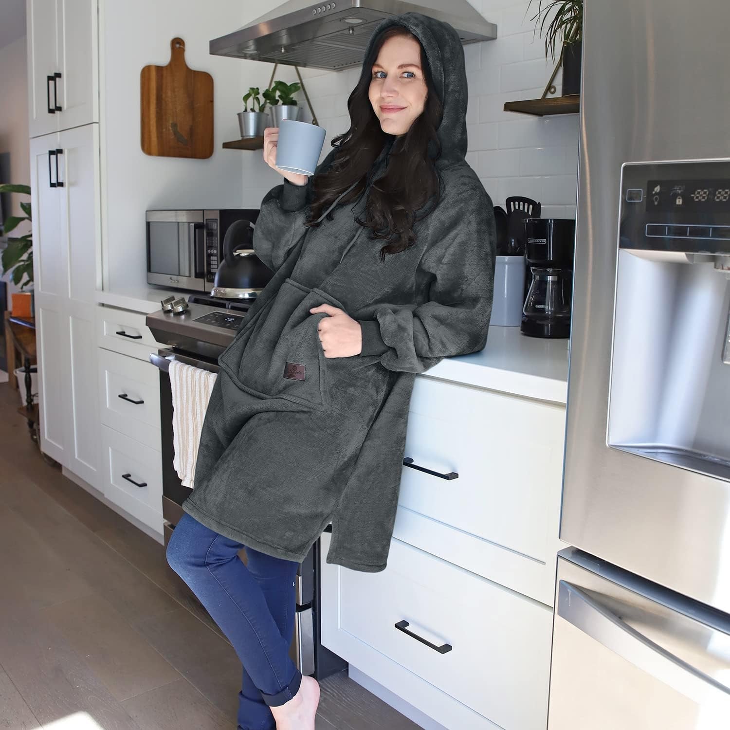 Elevate Your Comfort with the Catalonia Women's Cozy Sherpa Hoodie Dress - Stylish Pullover with Kangaroo Pocket, Ideal Gift for Her