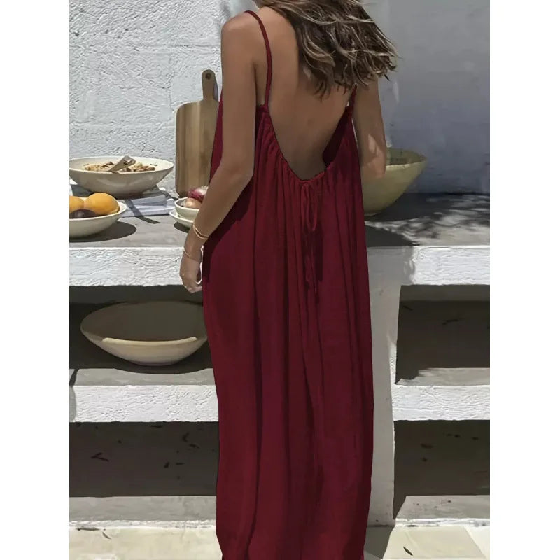 Elevate Your Comfort: Women's Stylish Strapless Backless Maxi Dress for Effortless Summer Chic
