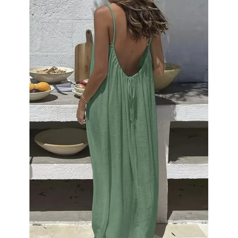 Elevate Your Comfort: Women's Stylish Strapless Backless Maxi Dress for Effortless Summer Chic