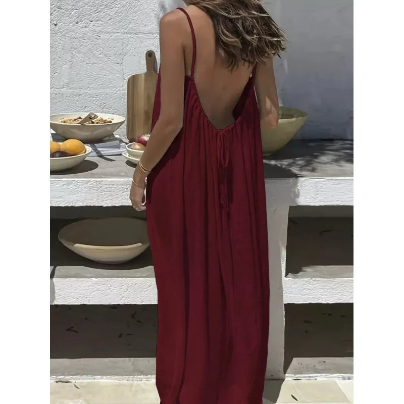 Elevate Your Comfort: Women's Stylish Strapless Backless Maxi Dress for Effortless Summer Chic