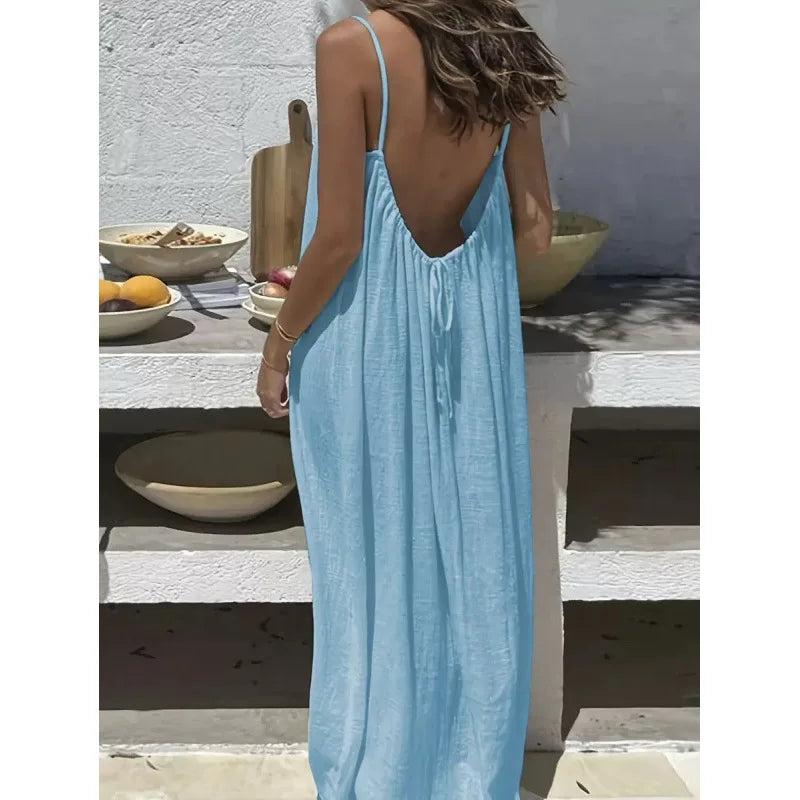 Elevate Your Comfort: Women's Stylish Strapless Backless Maxi Dress for Effortless Summer Chic