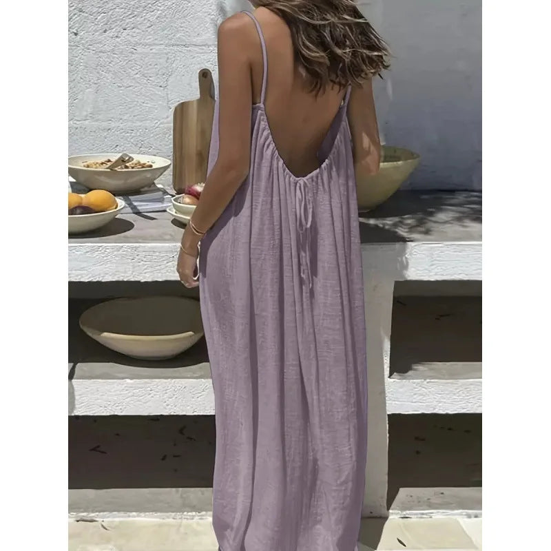 Elevate Your Comfort: Women's Stylish Strapless Backless Maxi Dress for Effortless Summer Chic