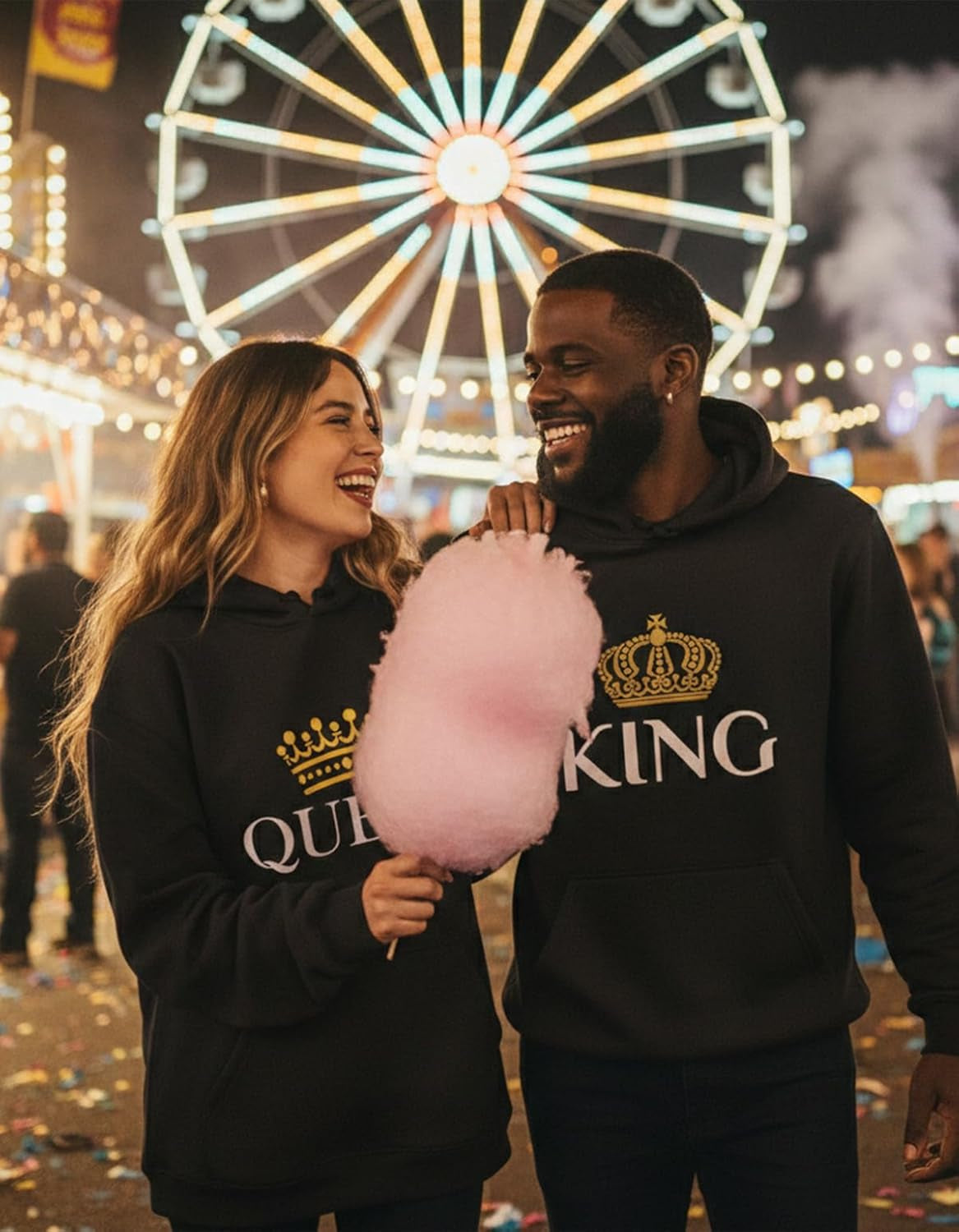 Tstars King & Queen Matching Couple Hoodie Set - His and Hers Pullover Hoodies - Ideal Valentine's Day Gift for Couples