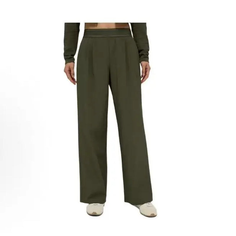 Women'S Elastic High-Waisted Wide Leg Pants - American Retro Loose Straight Lightweight Quick-Dry Breathable Casual Everyday Chic Bottoms