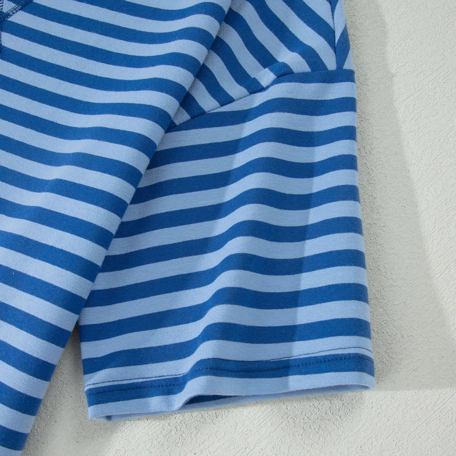 Asvivid Women's Striped Ribbed Cotton Two-Piece Summer Set with Chest Patch Detail - Casual and Breathable Fashion Top and Shorts