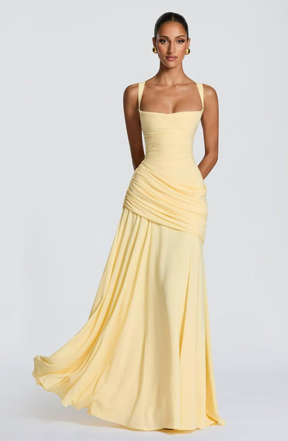 Chiffon A-Line Bridesmaid Dresses with Spaghetti Straps and Corset Detail for Women, 2026 Formal Evening Gowns