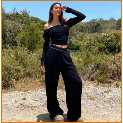Women'S Elastic High-Waisted Wide Leg Pants - American Retro Loose Straight Lightweight Quick-Dry Breathable Casual Everyday Chic Bottoms